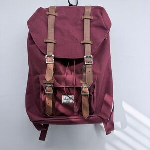 Herschel Supply Co Little America Backpack Burgundy Faux Leather Accents
